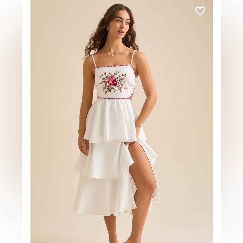 Altar'd State White Red Asymmetrical Sundress
